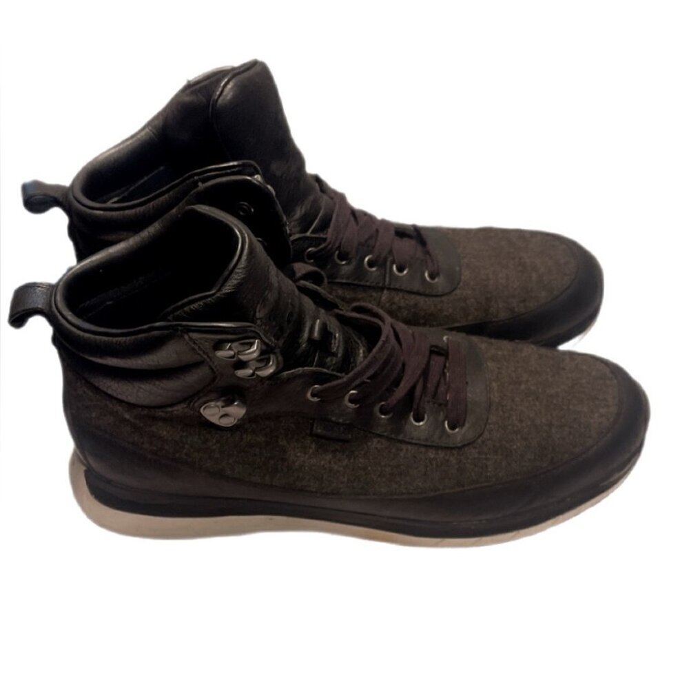 Vintage Roots Black Grey Athleisure Classic hiking Leather fabric Sneakers 11 - Picture 3 of 7